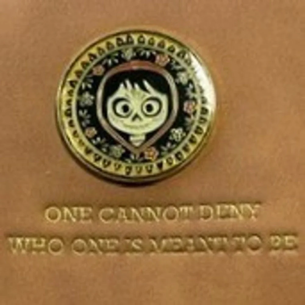 Loungefly Pixar Coco Miguel Mini Backpack Brown Yellow Herringbone Quote Bag